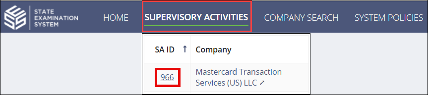 Supervisory Activities button on the Main Menu