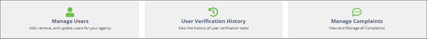 The Main menu view for an Administrative user