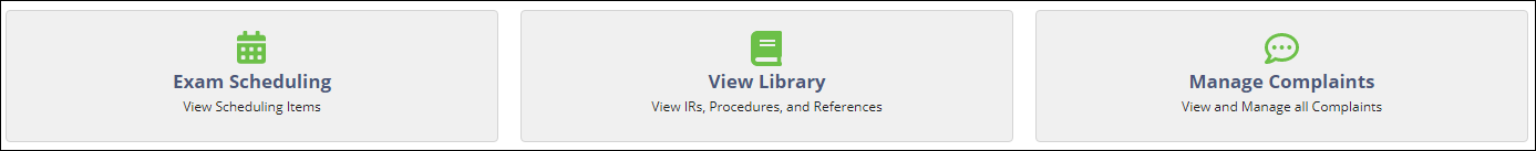 SES home page commands available to examiners