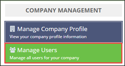 Company Management pane on SES home page