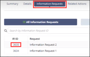 Information Request ID hyperlink