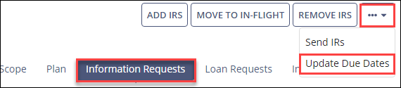 Updating the Due Dates for IRs sent to the company