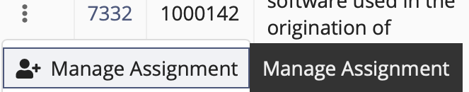Screen shot of Manage Assignment command on IR Details action menu