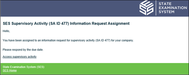 Sample message information exam participants of an information request assignment