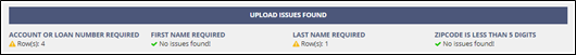 Upload Issues Found