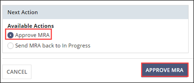 Approve the MRA to save your changes.