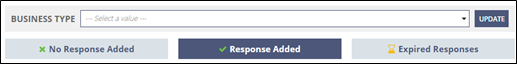 Three view tabs in QuickIR: No Response Added, Response Added, and Expired Responses