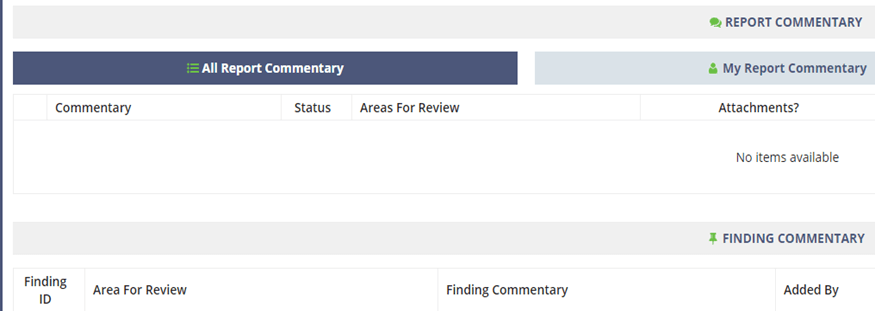 Report Commentary Section