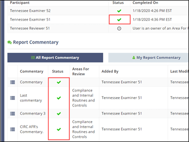 Report Status Screen