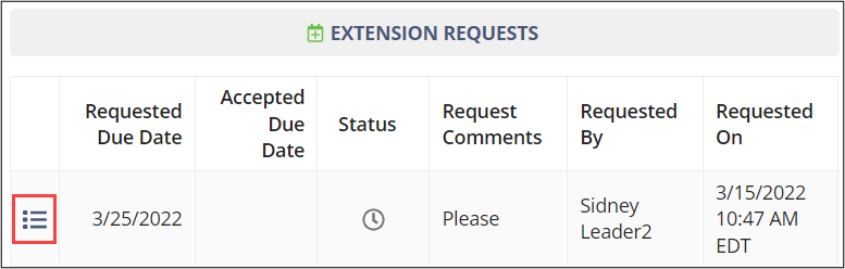 View Details icon in the Extension Requests list