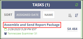 Assemble and Send Reports task on the Task Menu on the homepage