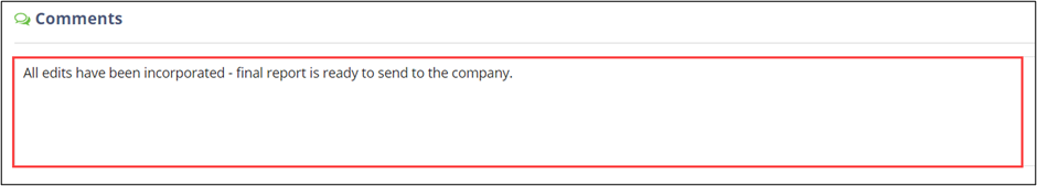 Add comments about the report