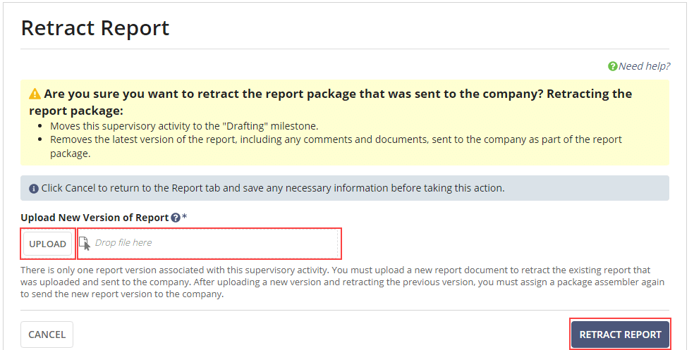 Screen: Retract Report