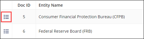 Screen capture of the View Details icon on the list of external supervisory documents.