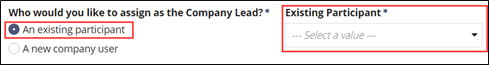 Select the new Company Lead from the Existing Participant list