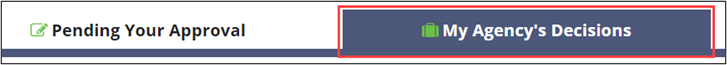 My Agency's Decisions button