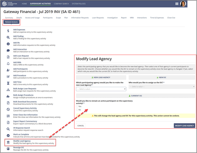 Modify the Lead Agency on a Multi-state exam
