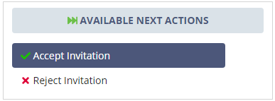 Screen capture of the options for the SA invitation: Acept or Reject