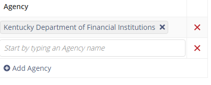 Screen capture of the list of agencies to be invited to the SA