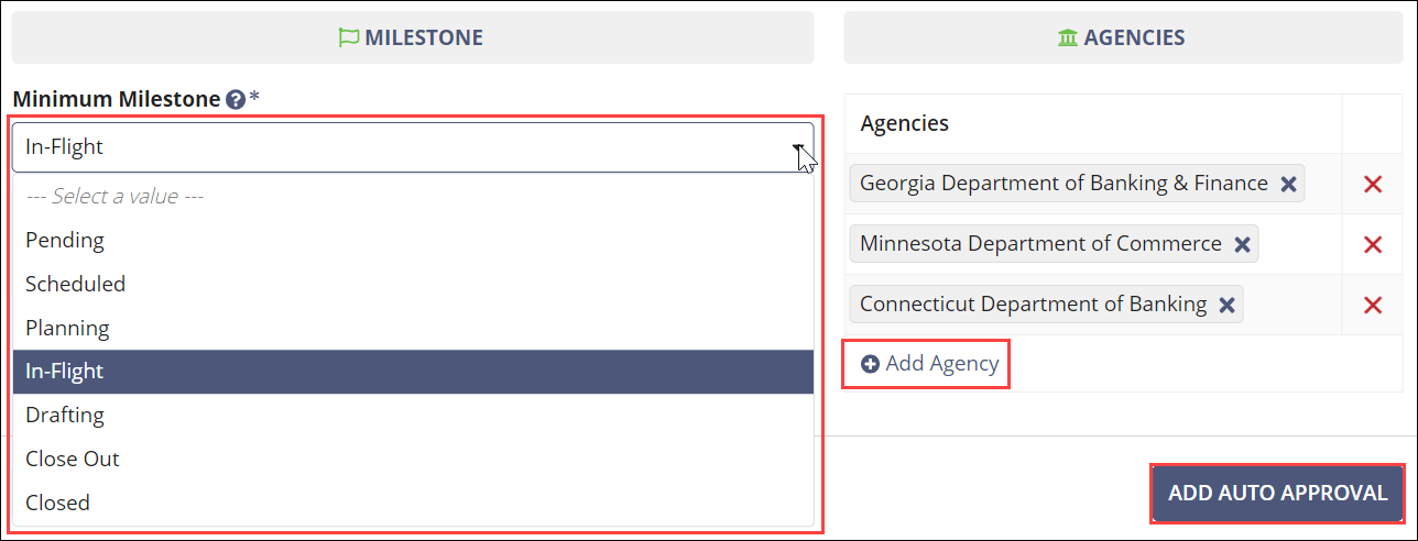 Set up automatic access approval screen.