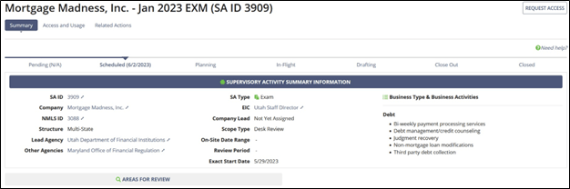 Summary level view of an SA record