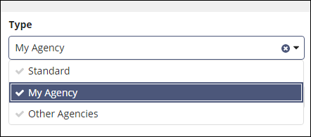Select My Agency from the Type list