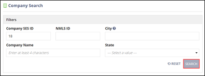 Search for the Company upon which you wish to conduct an SA