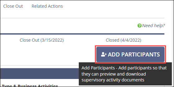 Add Participants button on the Summary page