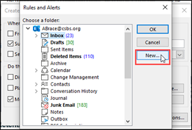 Creating a New Folder in the Outlook Inbox as part of a rule