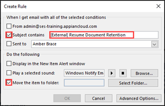 Select a condition for the rule