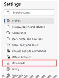 Select Downloads from the Settings menu