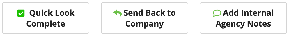 Choose Quick Look Complete or Send Back to Company