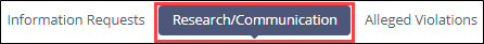 Research/Communication menu tab