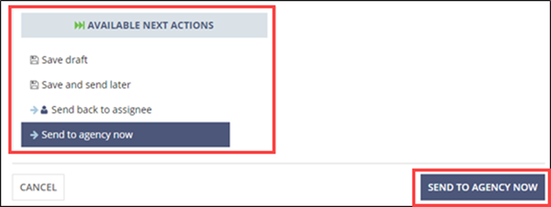 The following actions are available to the Company POC