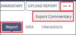 Findings commentary is included in the xported Report commentary when you click Report > Export Commentary