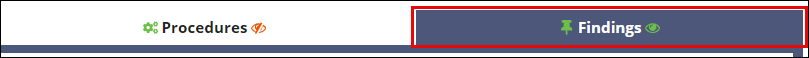 Findings tab on the Examination page