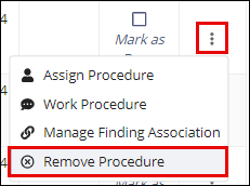 Remove procedure from actions menu