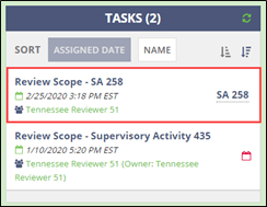 Select the Review Scope task on the home page tasks wideget