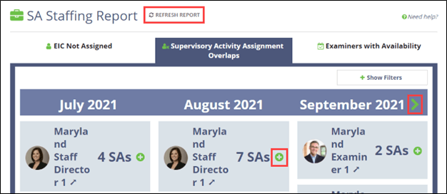 The Assignment Overlaps tab allows you to identify overlapping work assignments over a 3 month period.