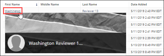 Click the hyperlink for the user's name to access the user's information