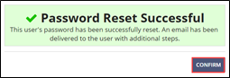 Click the confirm button in the Password Reset Successful message.