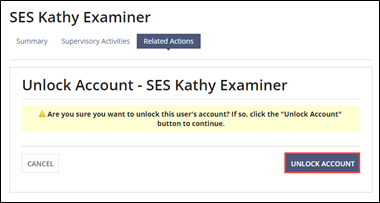 Click unlock account in the Unlock Account message to complete the action