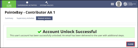 Account Unlock Successful message