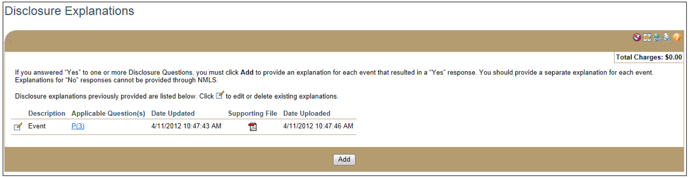 Disclosure Explanation Results List
