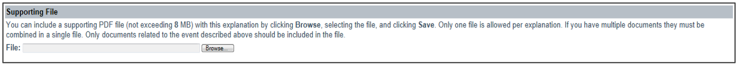 Supporting File Upload screen
